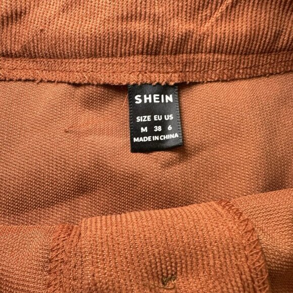Shein Corduroy Button Down Mini Skirt Womens Size M 6 Burnt Orange - Picture 4 of 6